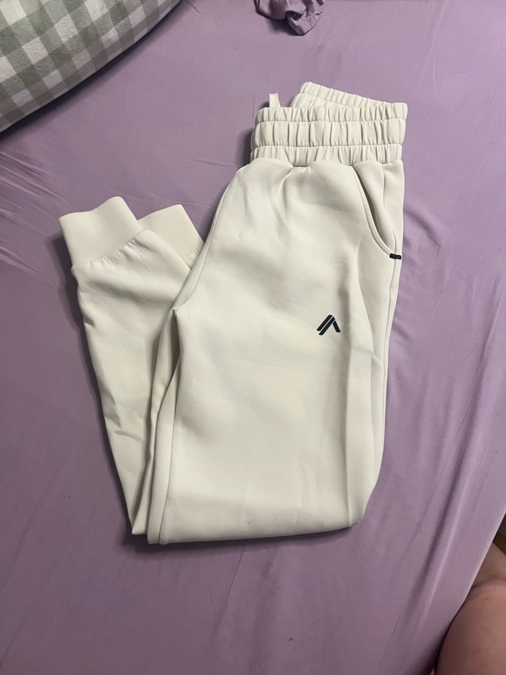 Alphalete Cream Track Joggers with Black Logo